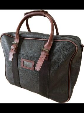Mulberry Black Pebbled Leather Briefcase with Brown Trim
